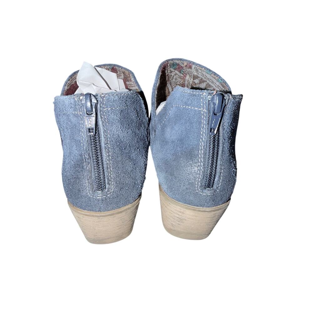 Earth origin blue suede leather heeled booties 8.5 wide width boho western comfy - Picture 5 of 8